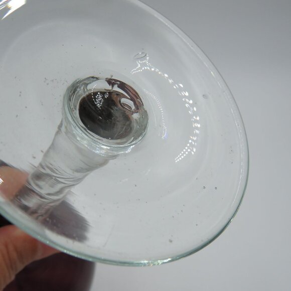 Empoli Vase Handblown Glass Amethyst Purple Swirl Textured Clear Stem Vintage - Picture 5 of 8